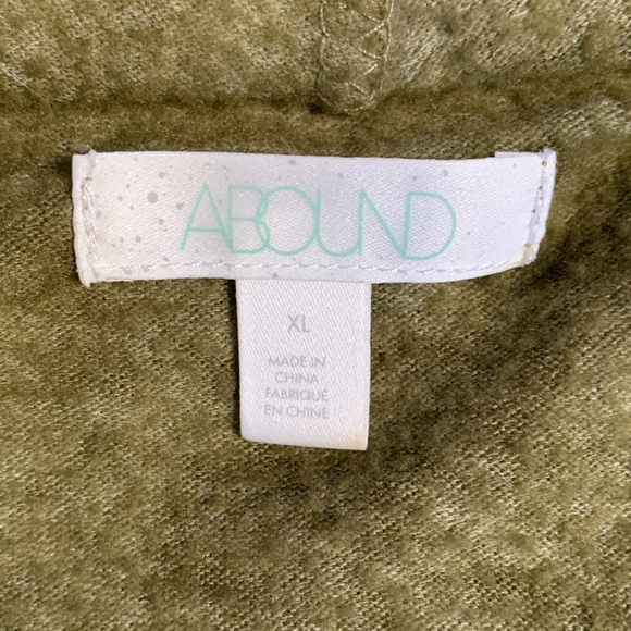 Abound- XL- Hooded Sweatshirt Vest W/ Kangaroo 🦘 Pocket- Acid Wash Olive Green - Picture 2 of 8